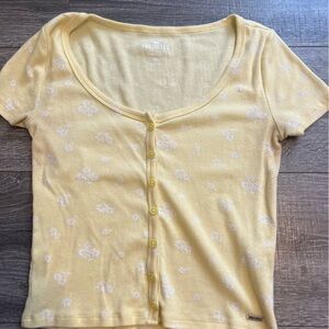 Yellow Floral Button Up Hollister Baby tee